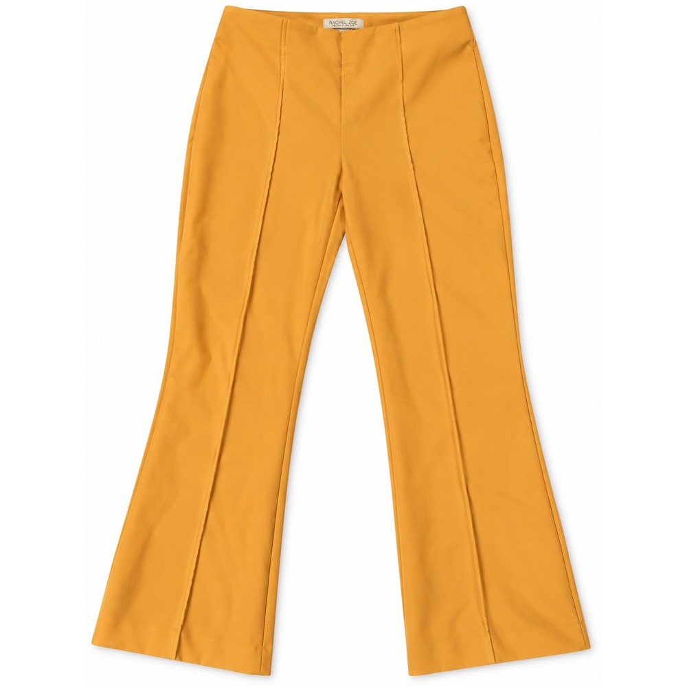 Rachel Zoe Mustard Yellow High Rise Flare Leg cropped Trousers Pants Size 8